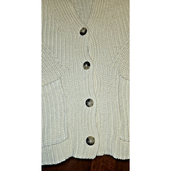 Madewell Textural-Stitch Chunky Knit V-Neck Cardigan Sweater Medium Button Up - Picture 10 of 11